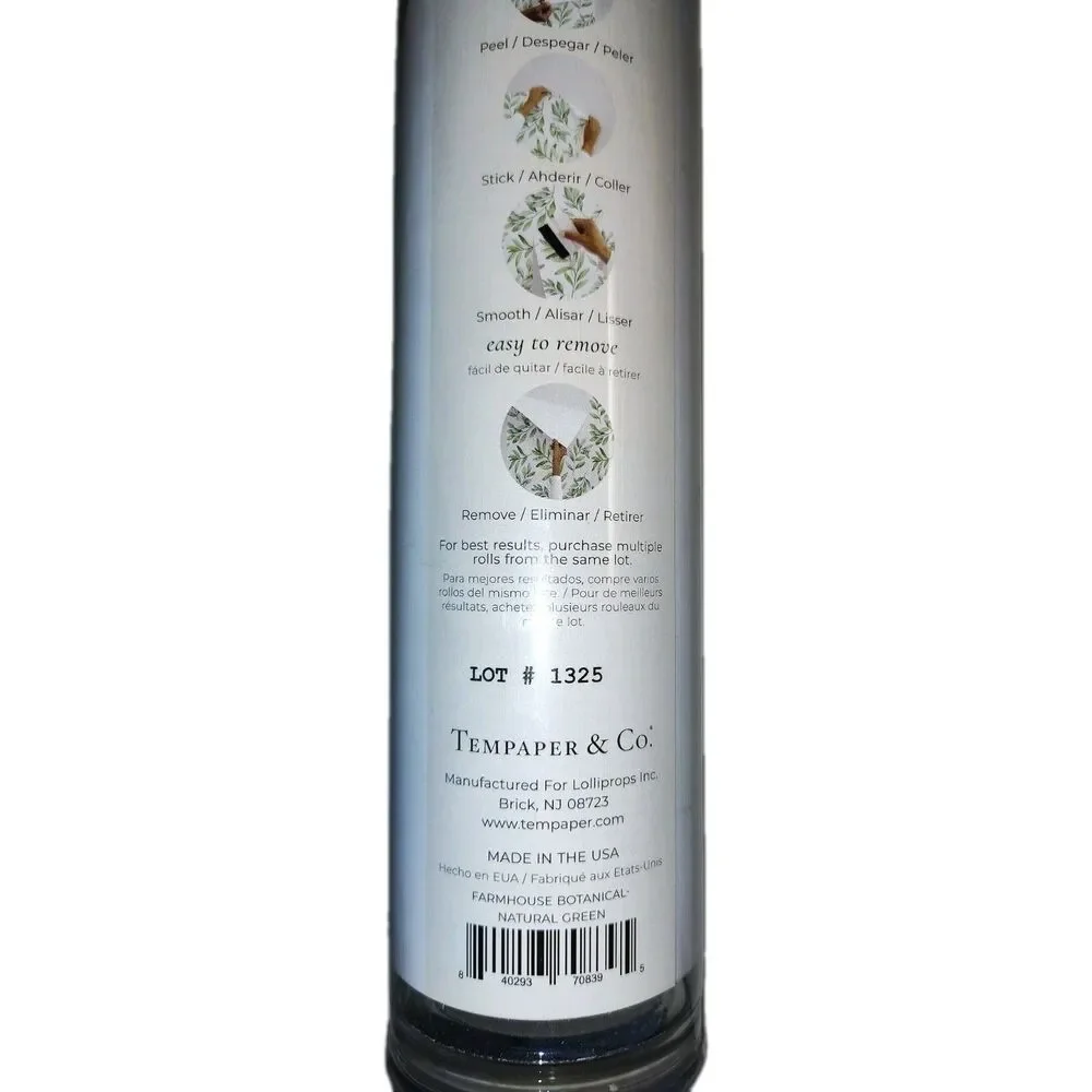 Tempaper & Co. Peel and Stick Wallpaper Farmhouse Botanical Natural Green 30.75